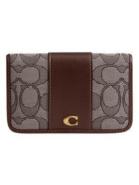 New Coach Essential Slim Card Case in Brown Signature Jacquard